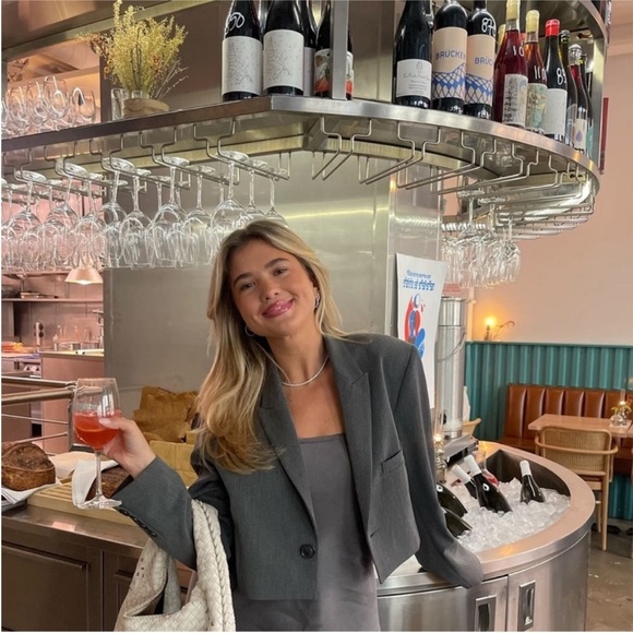 DJERF AVENUE IT Blazer Gray Size L - Picture 2 of 9